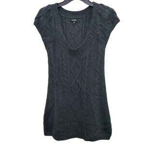 Express‎ Women's Y2K Charcoal 100% Acrylic Cable Knit Scoop Sweater Dress Size M
